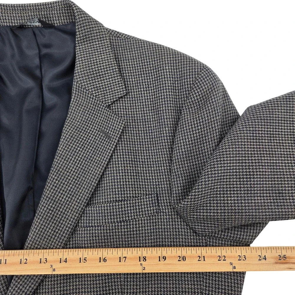 Jos A Bank‎ Executive Collection Wool Cashmere Blazer Houndstooth Olive Gray 44R